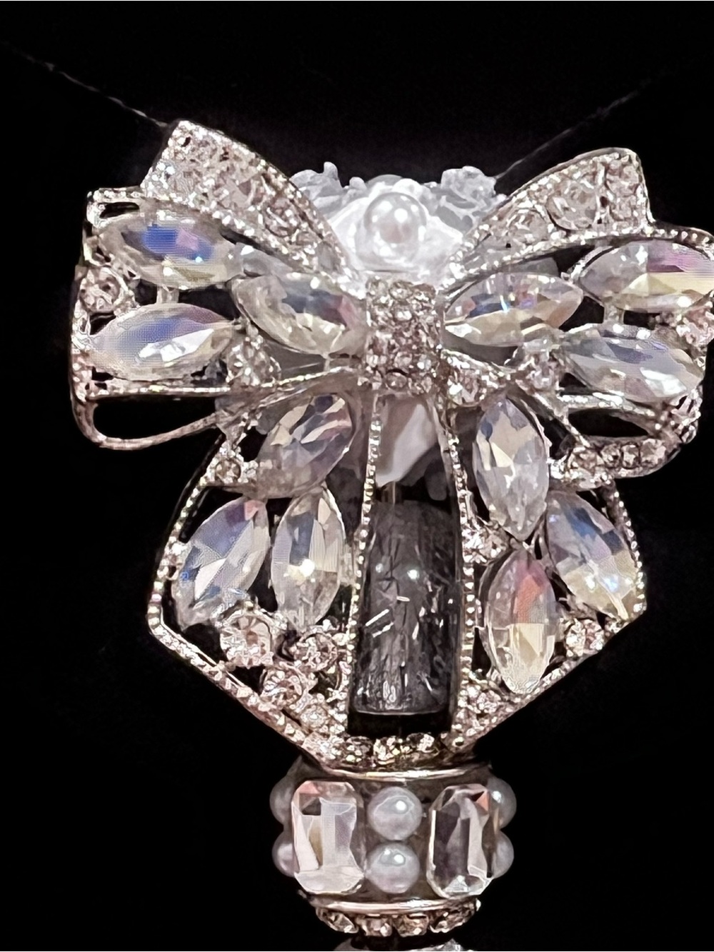 Crystal Bow Pen with Beaded Accent - Silver - Picture 11 of 11